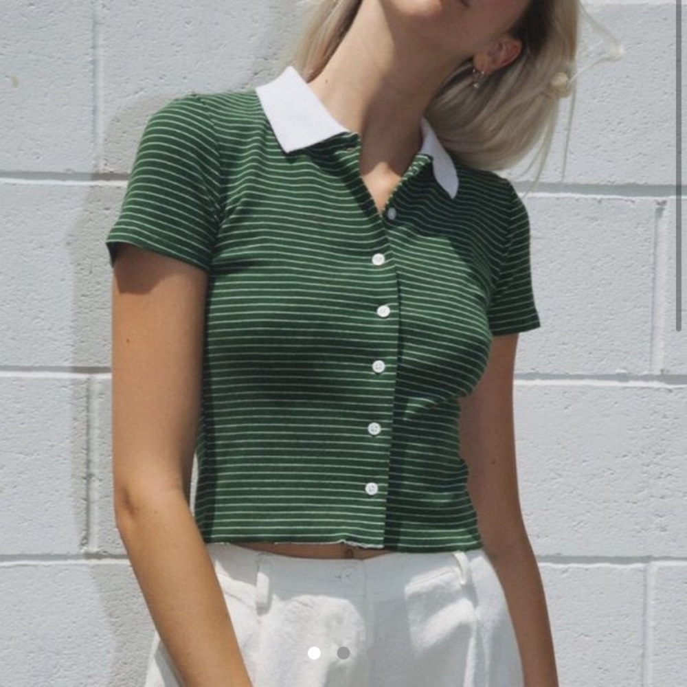 ❌SOLD - Green striped brandy melville caroline top